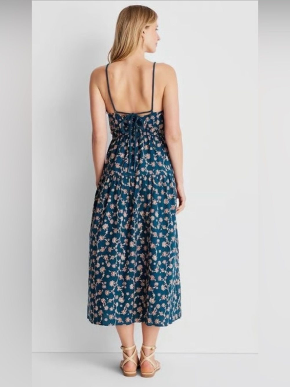 Floral Maxi Dress with Adjustable Straps and drawstring waist - Picture 3 of 9